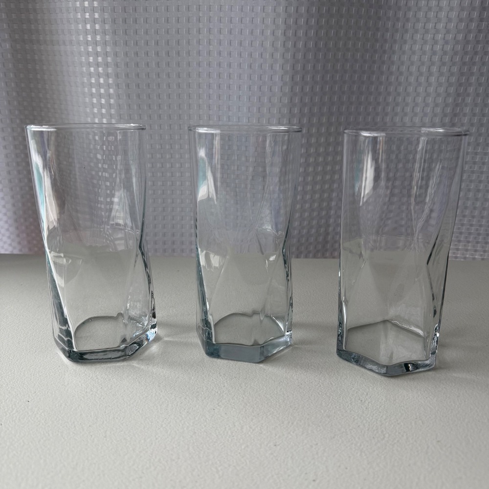 Set Of 3 Vintage Libbey Crisa Rhombus High Ball Glass